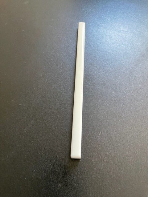 Potloodstrip wit glans 1x20 cm met geglazuurde zijkant