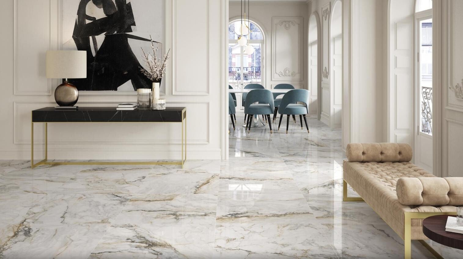 Pisa Gold glans 120x120 cm