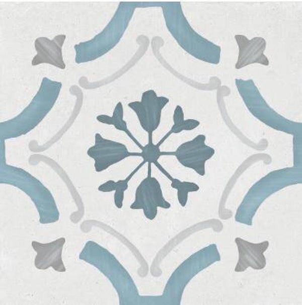 Patroontegel Sirocco blue ornate 22,3x22,3 cm