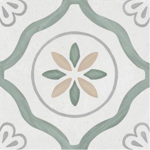 Patroontegel Sirocco green petals 22,3x22,3 cm