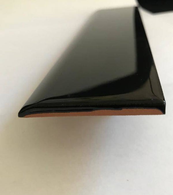 Platte strip met afronding zwart glans 5x20 cm