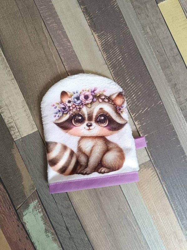 Gant de toilette raton laveur