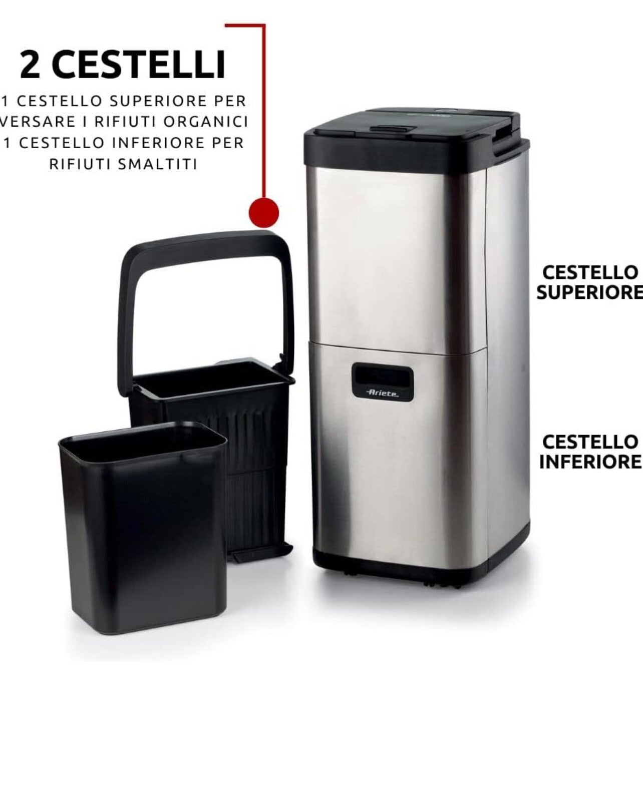 Ariete 2001 Ecowe, Pattumiera Intelligente, 60W/h