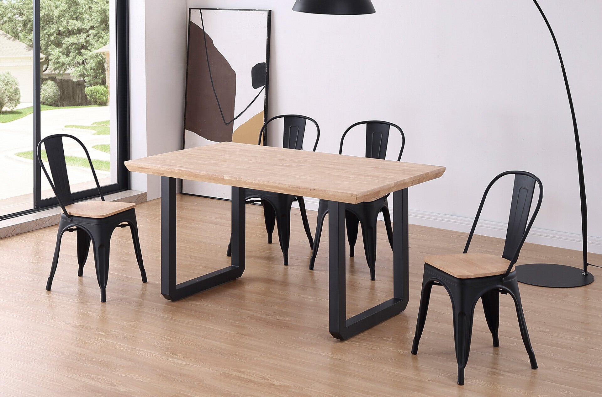 MESA COMEDOR FIJA ROMA 150 x 90 CM ROBLE NORDISH / NEGRO.