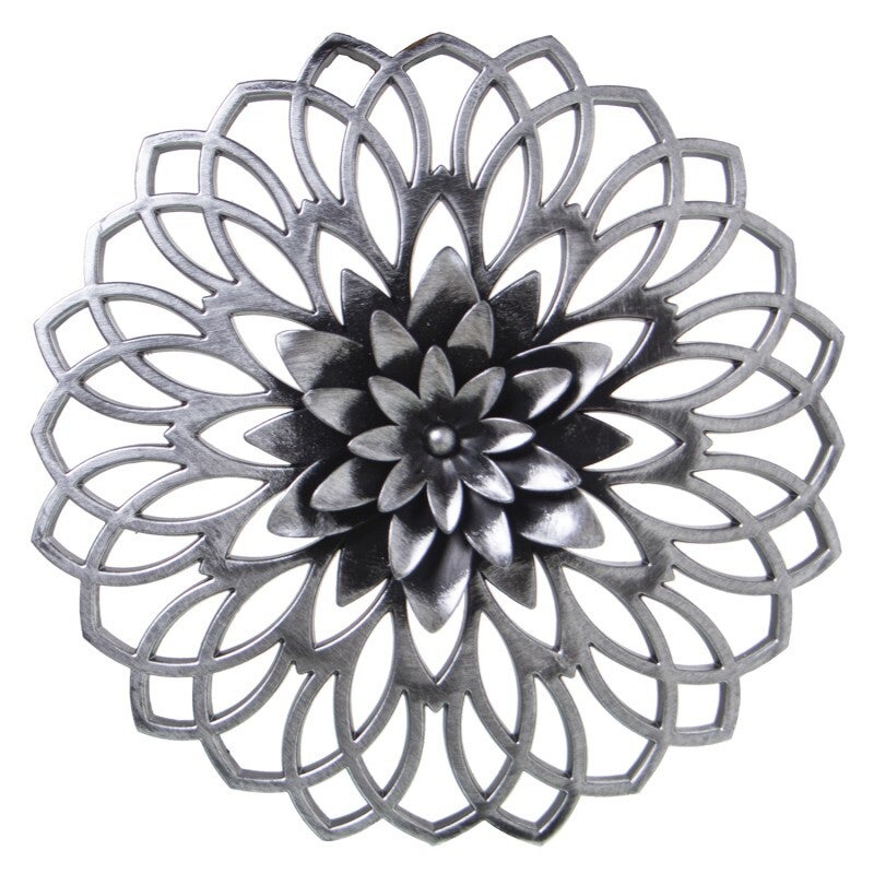 Set 3 Adornos Pared Melamina Plata Envejecida Ø25cm