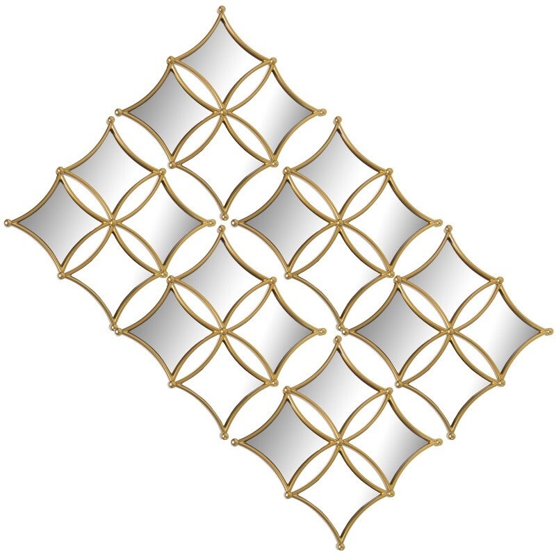 Set 6 Adornos Pared Melamina Dorada C/espejos 25x25cm