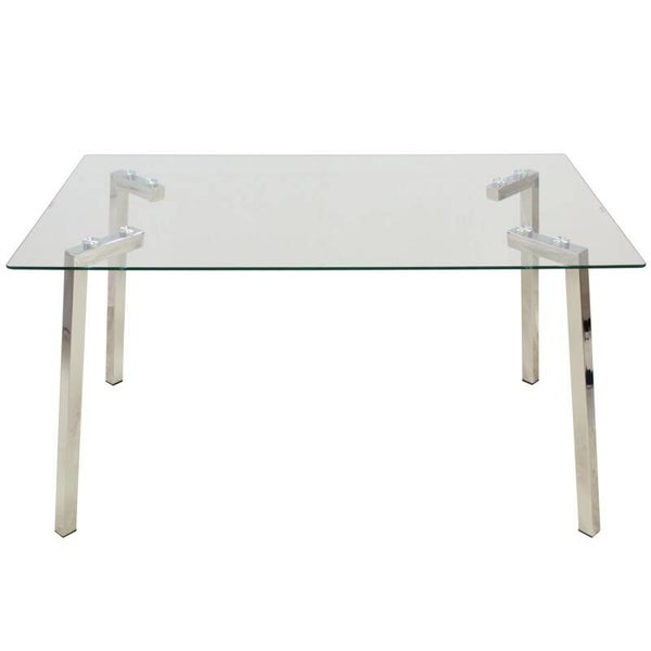 Mesa Comedor Metal/cristal+90977, Patas: Acero Inox. 140x80x75cm-cristal Temp:8mm