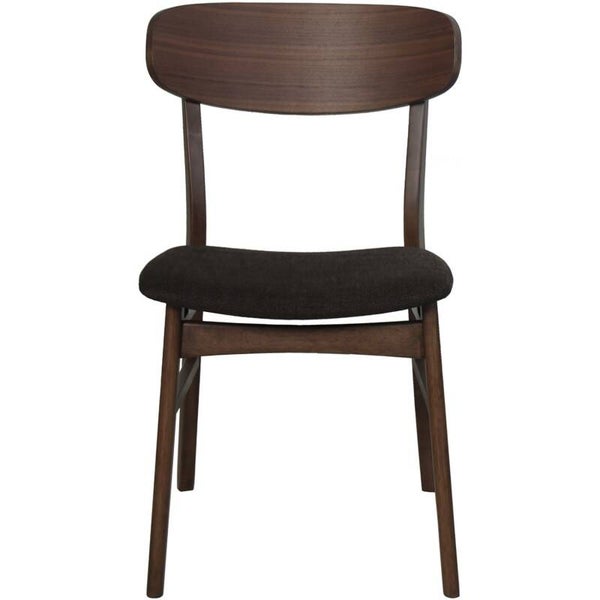 Silla Madera Tapizado Tela Marrón, Madera Color Nogal 49,5x50,5x80cm