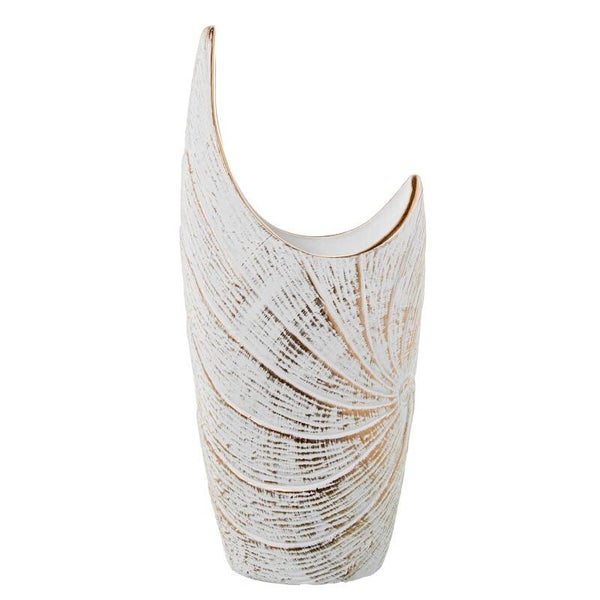 Jarrón Cerámica 50cm Blanco/oro 24x13x50cm