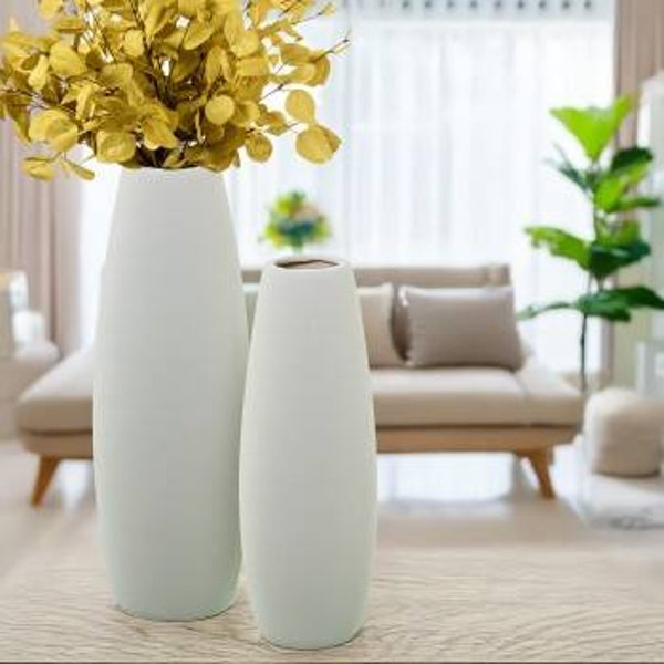 Jarrón Cerámica 37cm Crema Rugosa Ø13x37cm