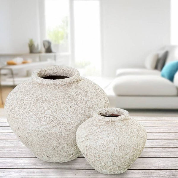 Jarrón Cerámica 40cm Blanco Rústico Ø38x40cm