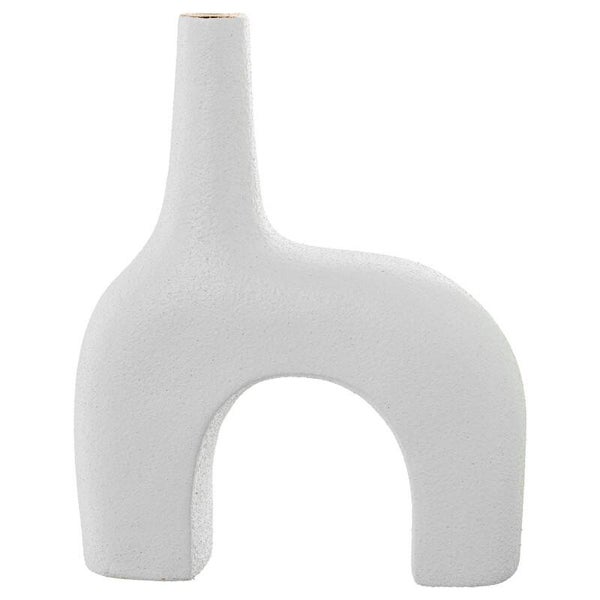 Jarrón Cerámica Abstracto 34cm Blanco 27x9x34cm