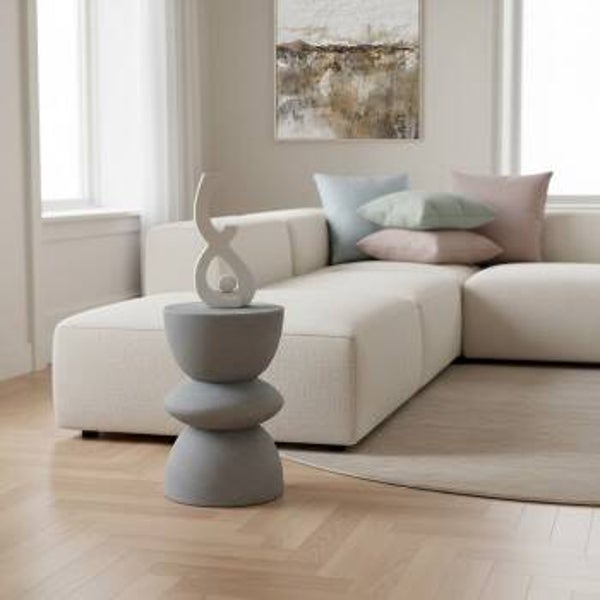 Figura Ceramica 76cm Abstracta Beige Arena 35x20x76cm