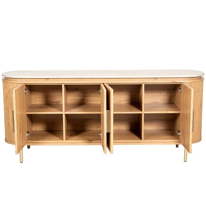 Aparador Madera Color Roble C/tapa Mármol Artificial 180x45x76cm