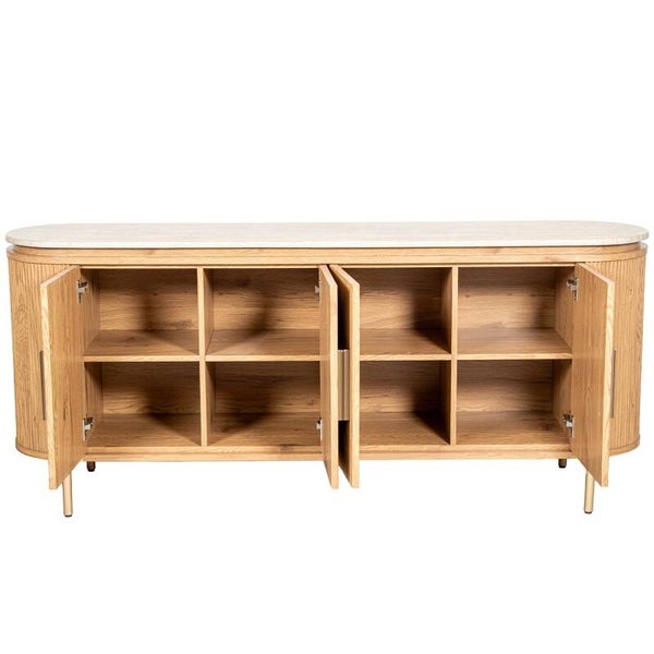 Aparador Madera Color Roble C/tapa Mármol Artificial 180x45x76cm