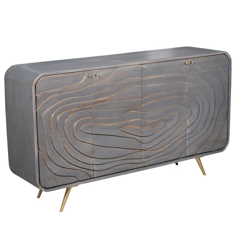 Aparador Madera Mango 4 Puertas Gris 149x41x76cm