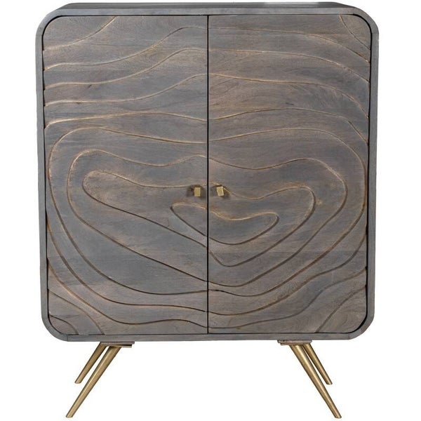 Mueble Entrada Madera Mango 2 Puertas Gris 90x42x110cm