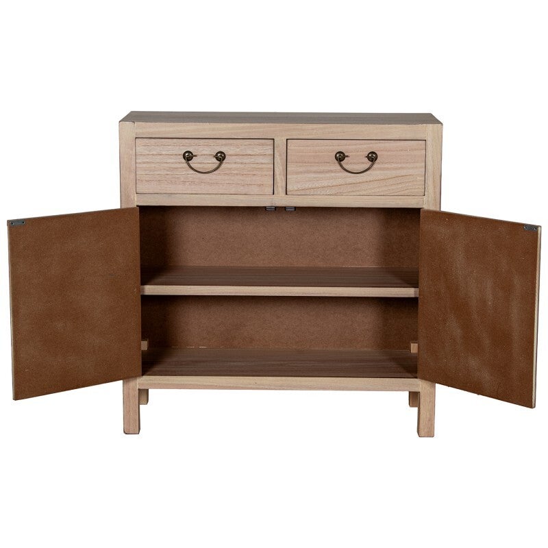 Mesa Entrada C/2 Cajones Y 2 Puertas Madera Natural 80x30x81cm Dm+paulownia