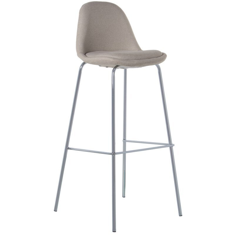 Taburete Pp+tela Beige C/patas Metal Cromado 39x46x102cm, Alt.asiento:80cm