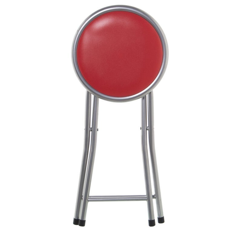 Taburete Plegable Metal Pvc Rojo C/cierre De Seguridad Ø30x45cm, Asiento Pvc Acolcha