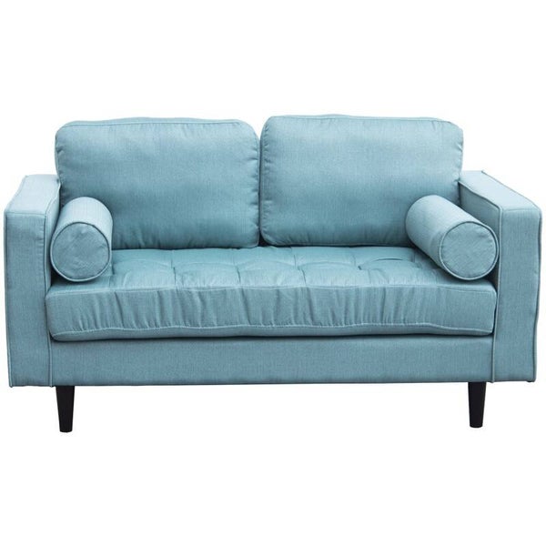 Sofá 2 Plazas Lino Verde C/patas Madera 145x83x80cm, Alt.asiento:44cm