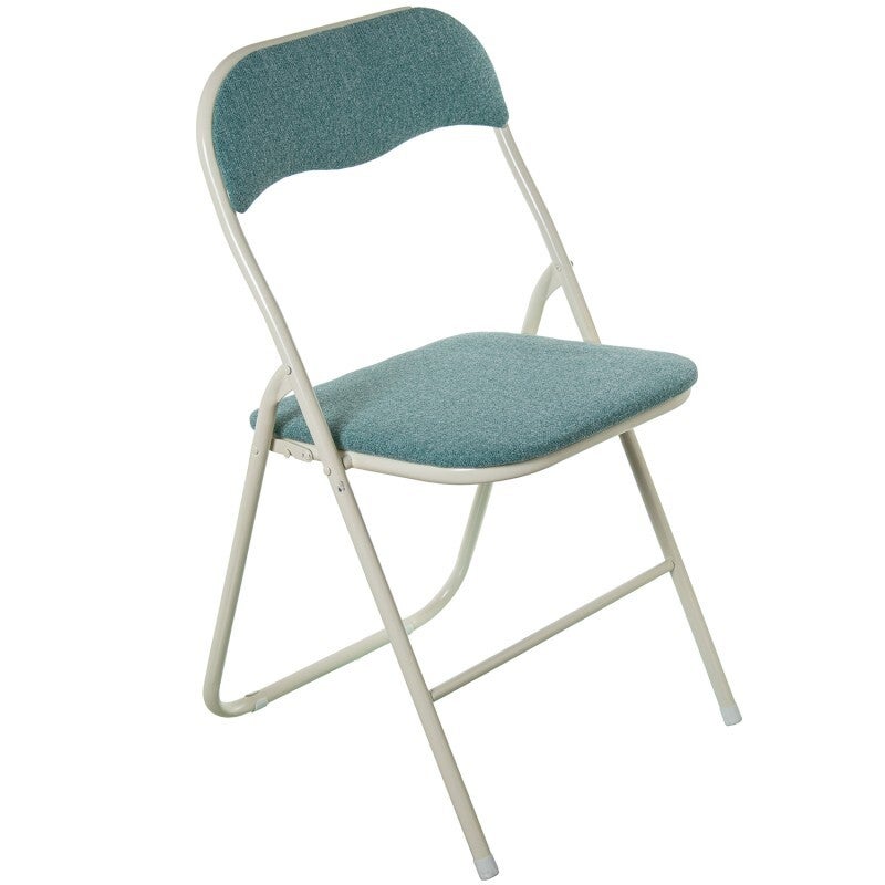 Silla Plegable Metal Blanco Tela Verde 44x47x80cm Alt.asiento:45cm