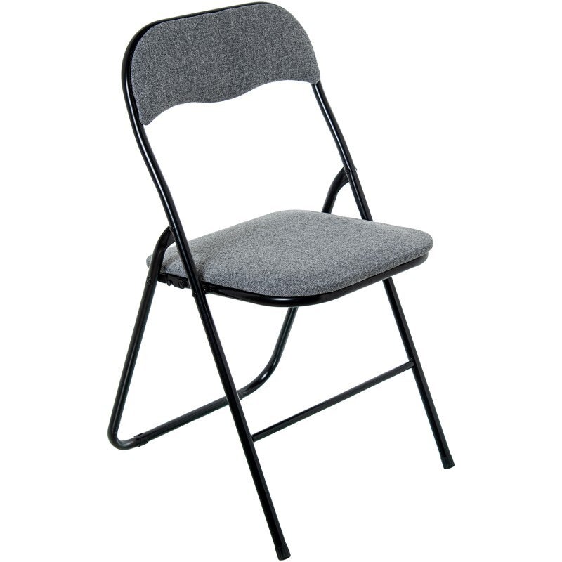 Silla Plegable Metal Negro Tela Gris 44x47x80cm Alt.asiento:45cm
