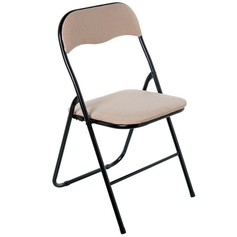 Silla Plegable Metal Negro Tela Beige 44x47x80cm Alt.asiento:45cm