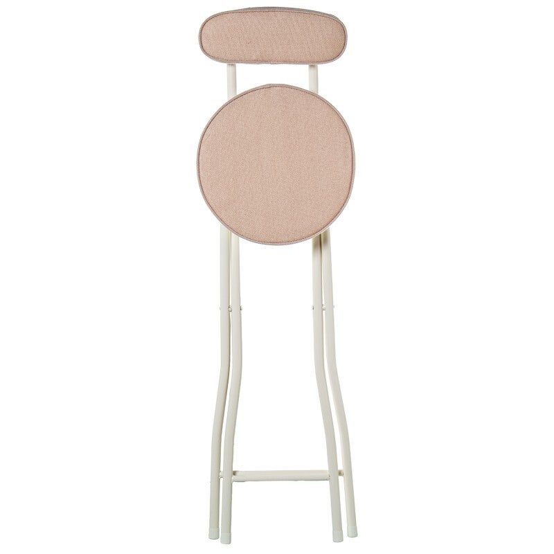 Taburete Alto C/respaldo Metal Blanco Tela Beige 30x42x93cm Alt.asiento:66cm