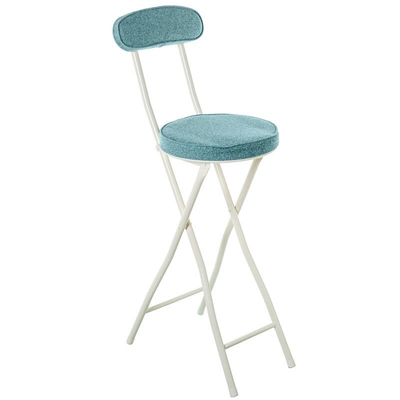 Taburete Alto C/respaldo Metal Blanco Tela Verde 30x42x93cm Alt.asiento:66cm