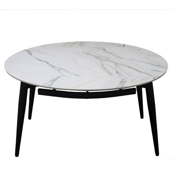 Mesa Comedor Extensible Piedra Sinterizada C/patas Metal 85-135x135x75cm