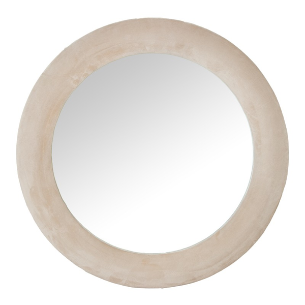 Espejo Pared Madera Dm Terciopelo Beige Ø80x3,5cm