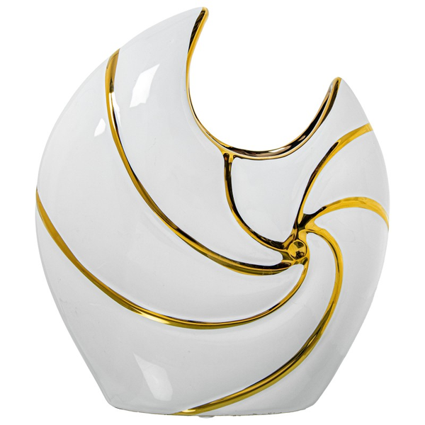 Jarron Ceramica 25cm Blanco Brillo/oro 22x9x25cm