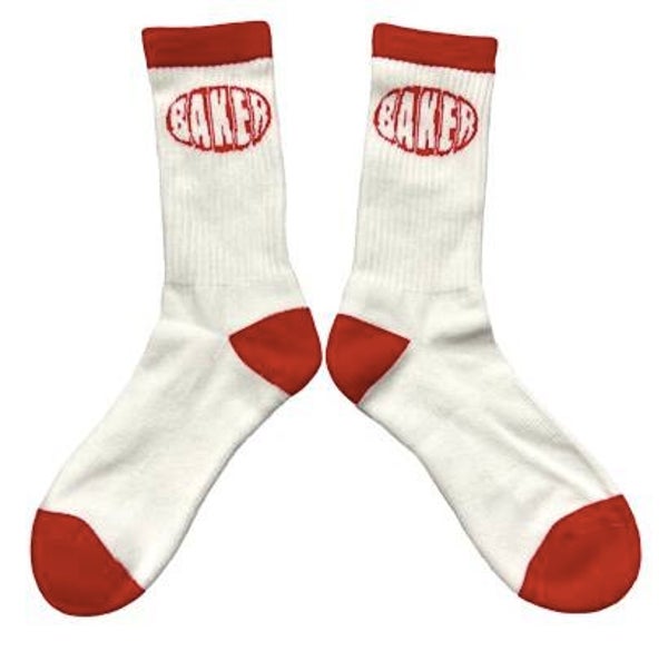 Baker Oval White/Red Socks - One size