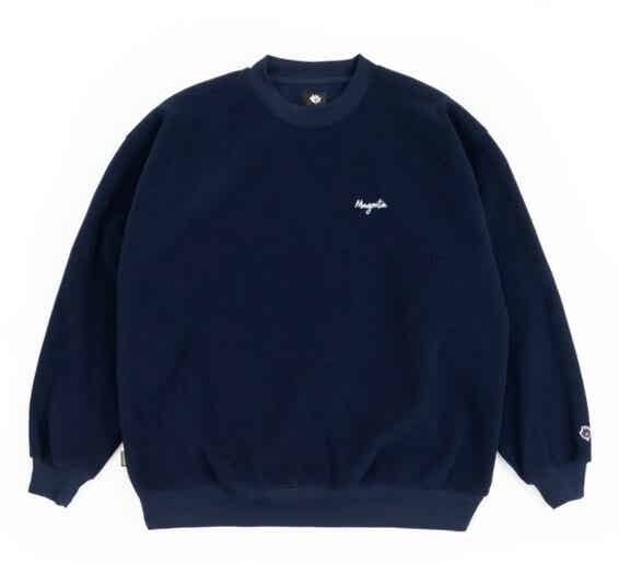 Magenta Script Crewneck Fleece Navy