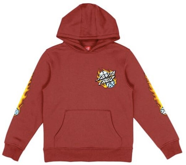 Santa Cruz Youth Flaming Dice Dot Hoodie Dark Rust