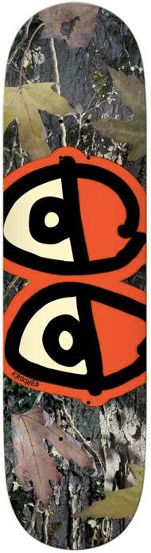 Krooked Team Eyes Camo Skateboard Deck Orange - 8.25"