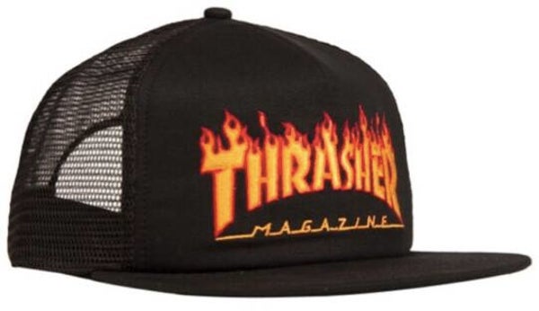 Thrasher New Flame Embroidered Trucker Hat Black - One size