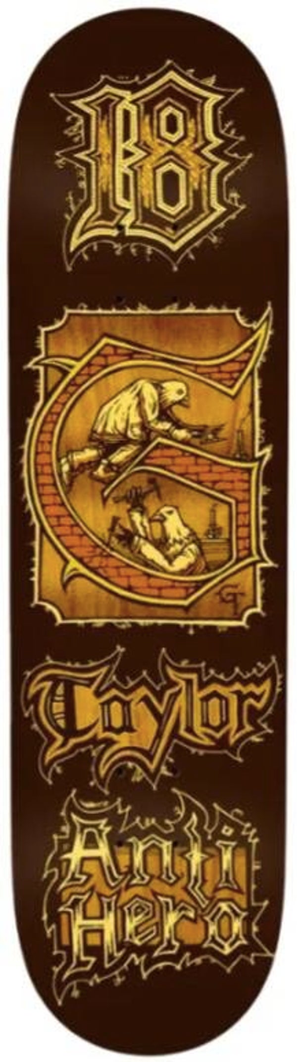 Antihero Grant Medieval Brown Skateboard Deck - 8.38"