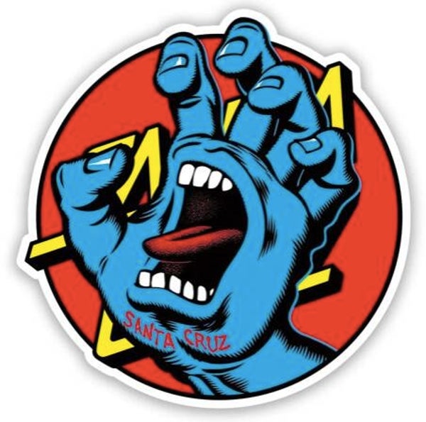 Santa Cruz Hand Dot White Vinyl Sticker