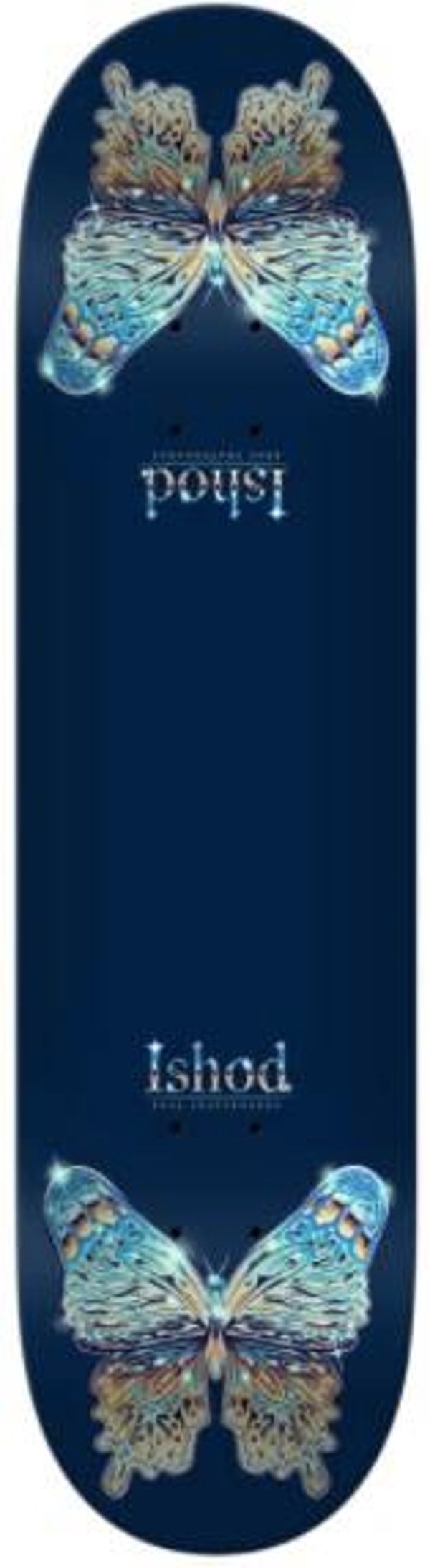 Real Ishod Wair "Mariposa Chrome Redux" Twin Tail Skateboard Deck Navy 8.25"