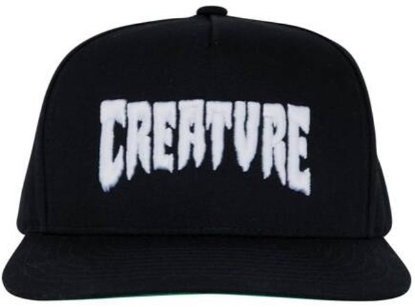 Creature Mono Logo 5-Panel Structured Snapback Hat Black/White