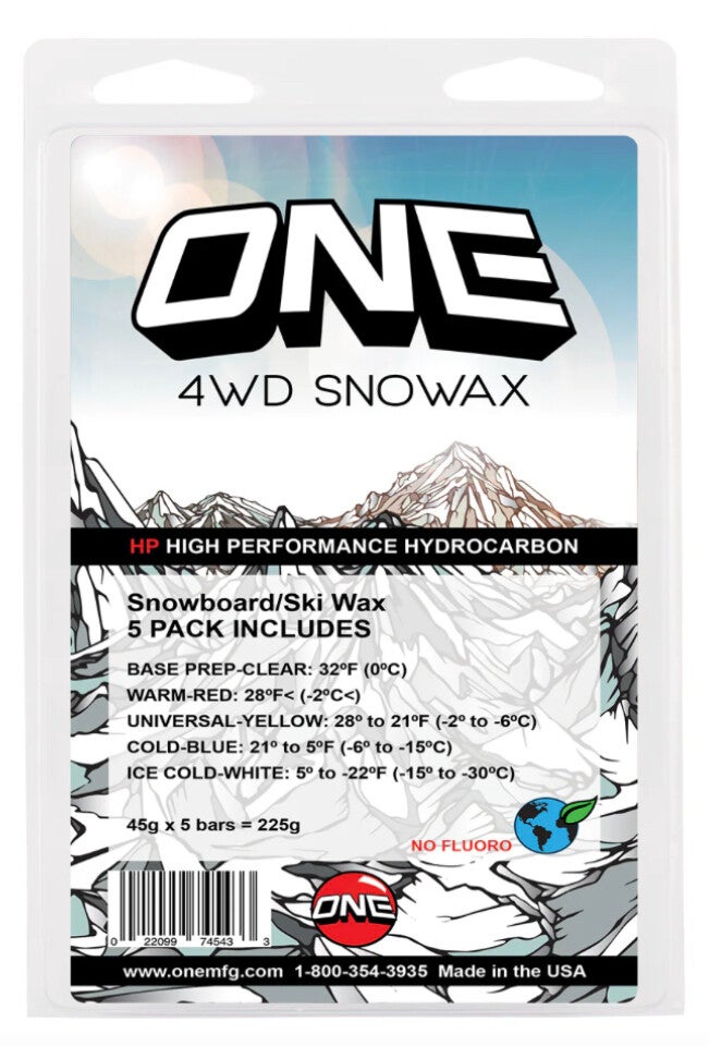 One MFG 4WD 5-Pack Snowboard / Ski Wax - Various temperatures