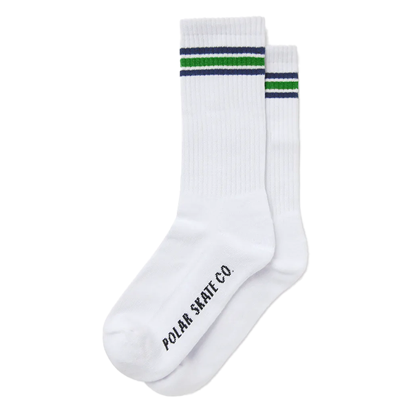 Polar Skate Co. Stripe White/Blue/Green Socks