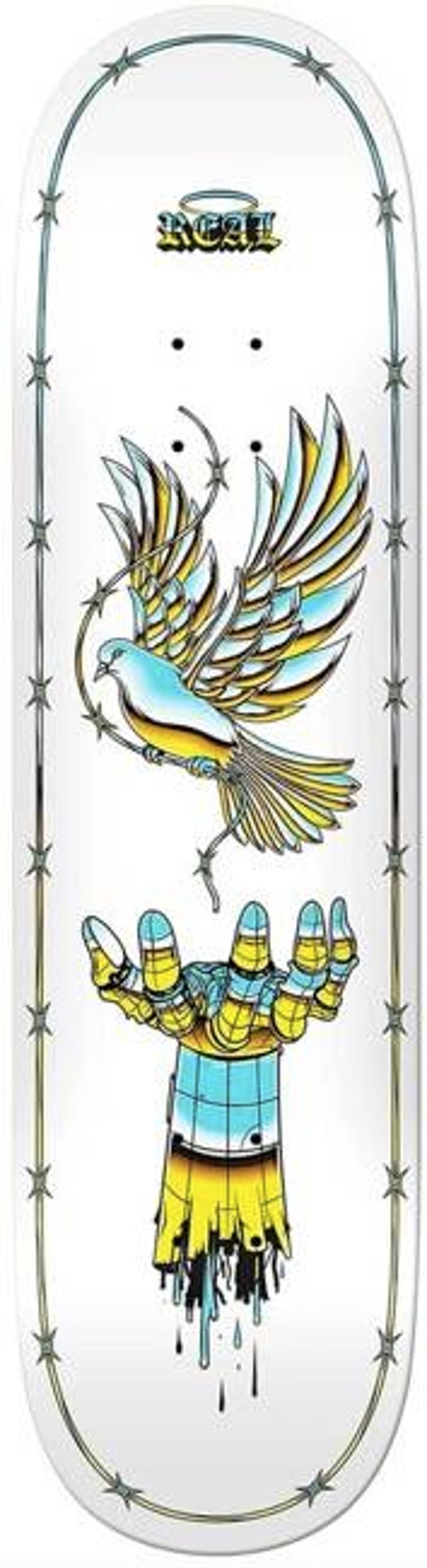 Real Team Synthetic Peace Skateboard Deck White - 8.25"