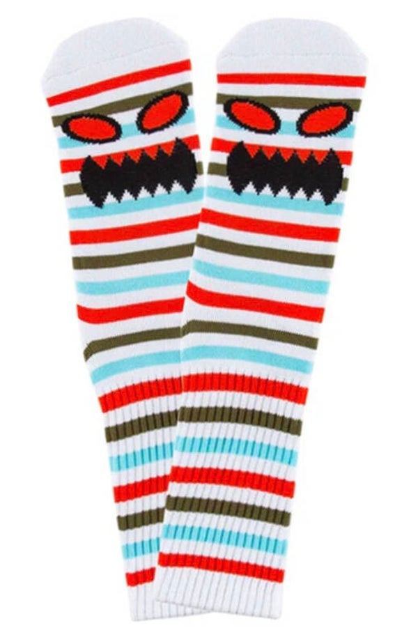 Toy Machine Socks Monster Face Coral Stripe - One size