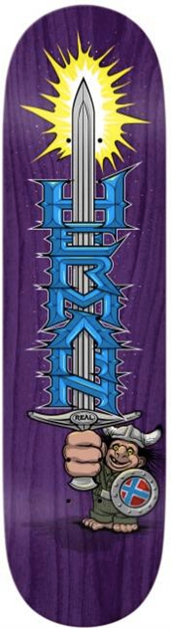 Real Hermann Mighty Skateboard Deck True Fit Blue - 8.5"