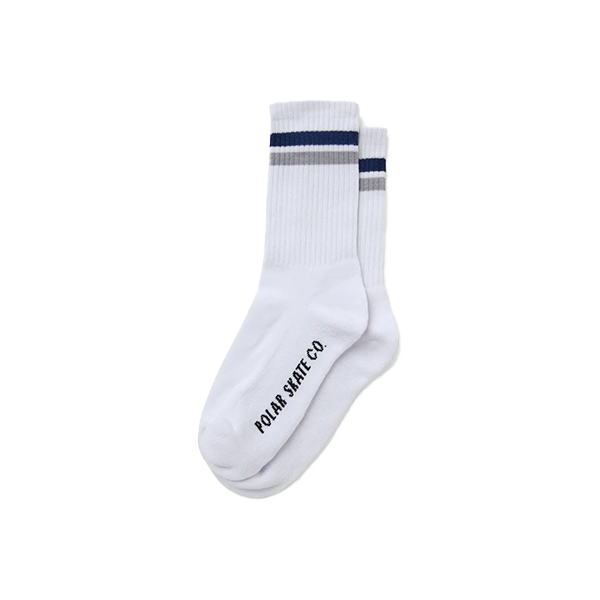 Polar Skate Co. Stripe White/Navy/Grey Socks