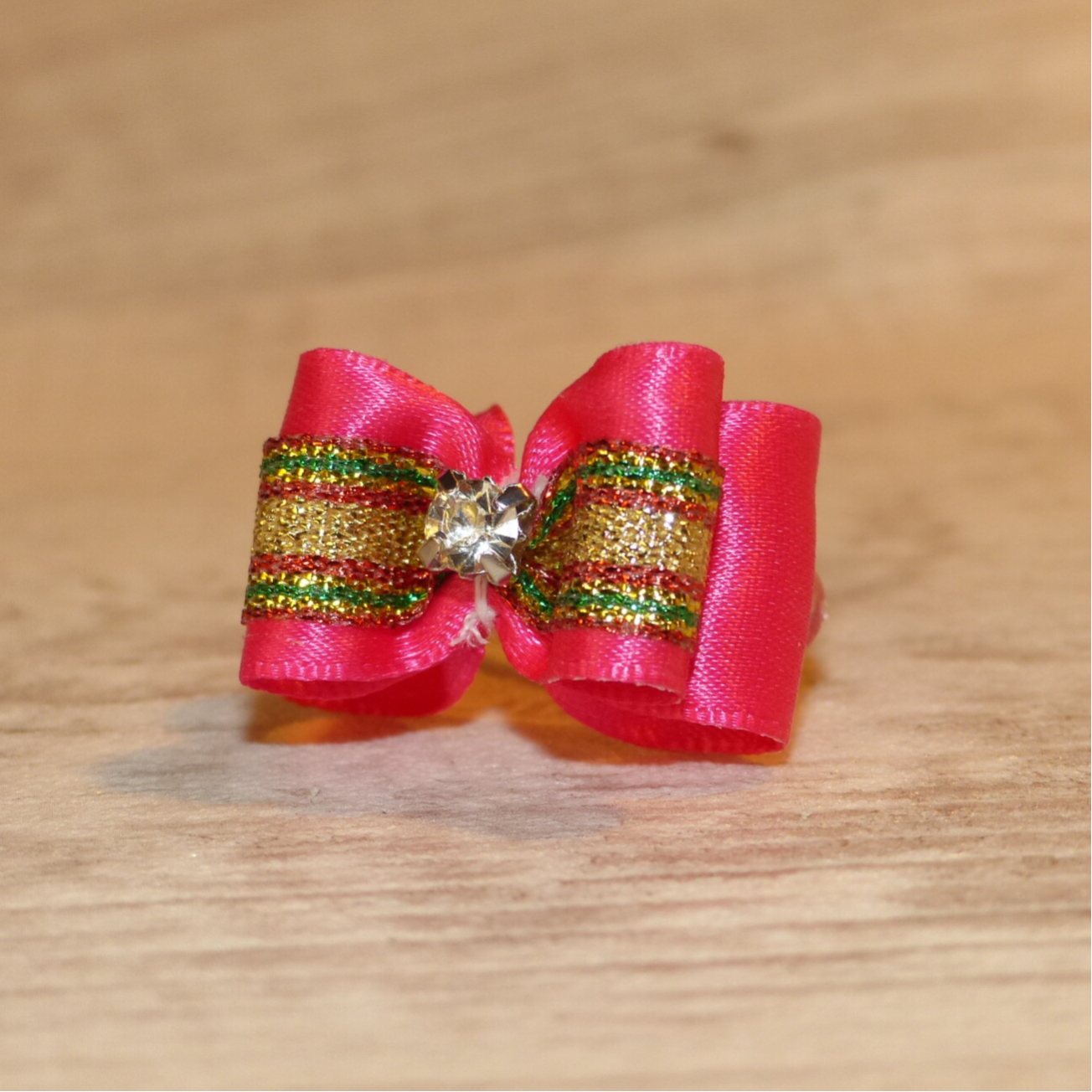 Hundehaarschleife pink mit Glitzerstein