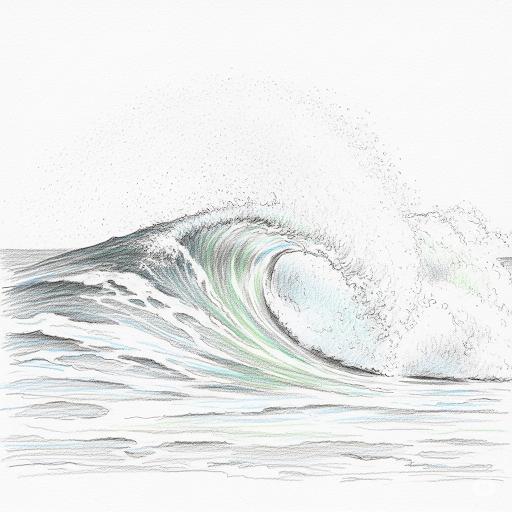 Bleistiftzeichnung einer Welle, die Dynamik und die Vielfalt der Angebote symbolisiert.